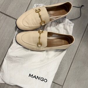 Mango Beige Loafers with Gold Detail
